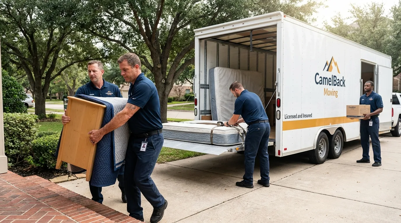 Crew loading residential truck for cross-state move from Port Richey, FL