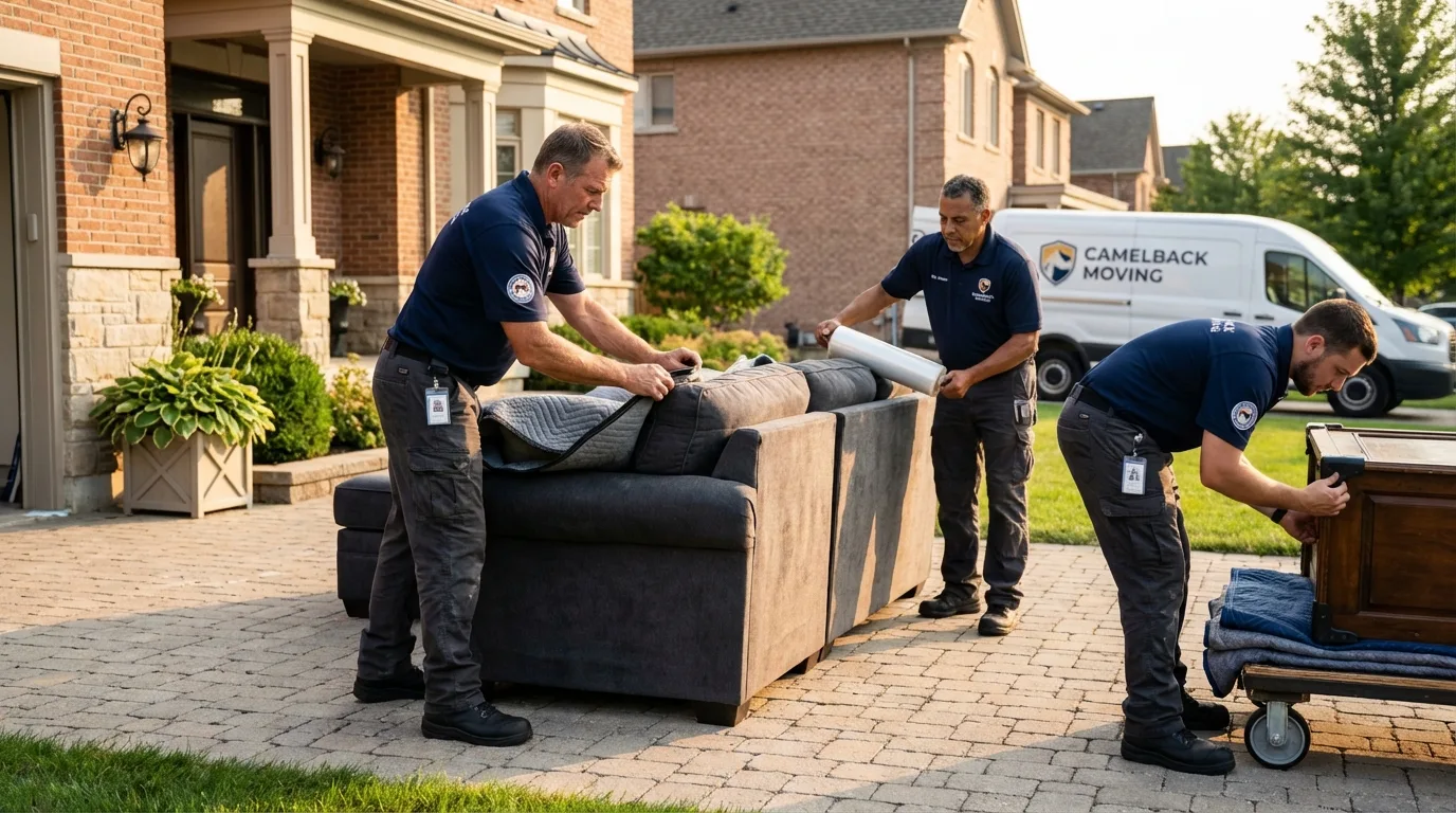 Large estate moving crew wrapping furniture in Port Richey, FL