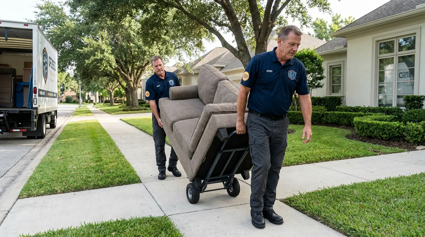 Local residential moving crew loading furniture in Port Richey, FL